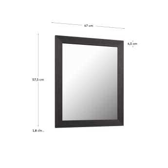 Wilany spiegel brede lijst in MDF met donkere afwerking 47 x 57,5 cm - maten