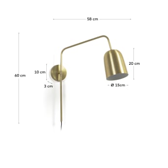 Audrie wall light in metal with brass finish UK adapter - dimensioni