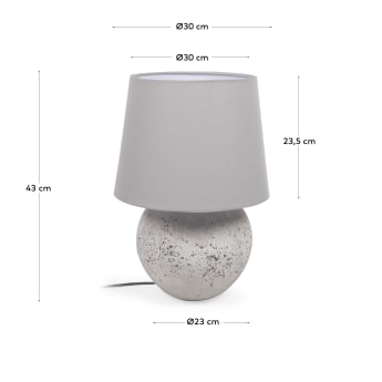 Marcela table lamp in ceramic with grey finish UK adapter - dimensioni