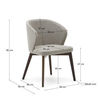 Darice chair in brown chenille and solid beech wood in a walnut finish FSC 100% - sizes