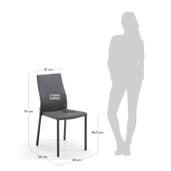 Abelle Stuhl Kunstleder und Stahl dunkelgrau - Größen