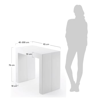 Table extensible Aden, blanc - dimensions