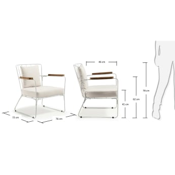 Hepburn armchair, white - sizes