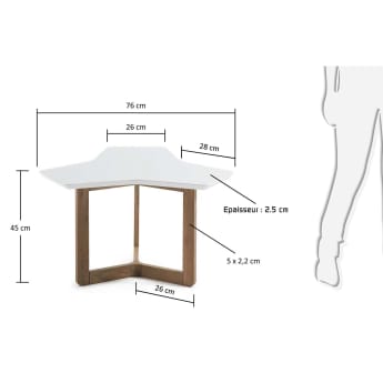 Tavolino Treffles 76 cm, rovere e bianco - dimensioni