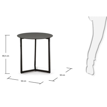 Stolik pomocniczy Raeam hartowane szkło i stal wykończenie czarne Ø 50 cm - rozmiary
