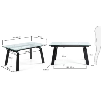 Table extensible Shady - dimensions