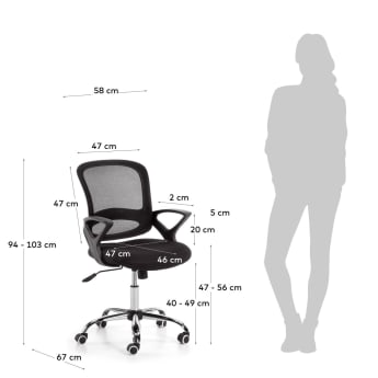 Tangier black office chair - sizes
