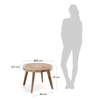 Stolik pomocniczy Wellcres z litego drewna mungur Ø 65 cm - rozmiary