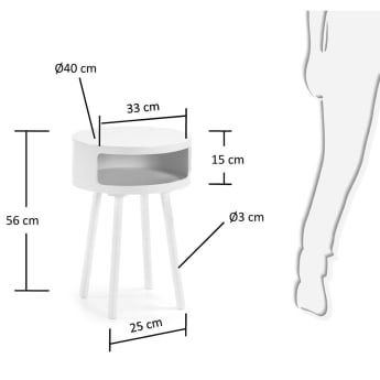 Stolik pomocniczy Kurb B Ø 40 cm biały - rozmiary