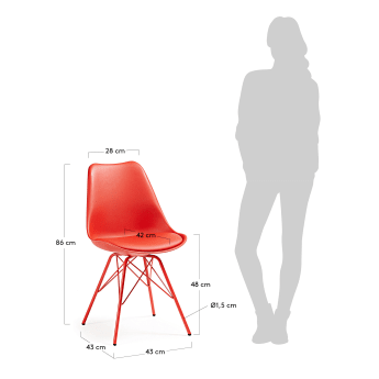 Chaise Ralf rouge - dimensions
