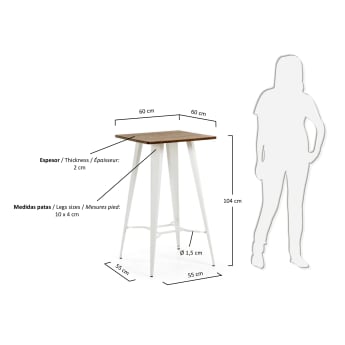 Table Malira 60 x 60 cm blanc - dimensions
