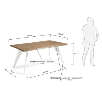 Koda table 180x100 cm, Epoxy White and Antique Oak - sizes