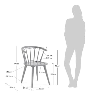 Trise Stuhl aus massivem Kautschuk mit grau lackiertem Finish - Größen