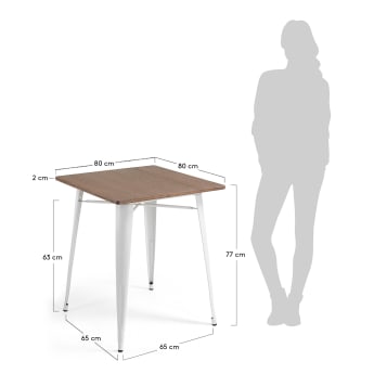 White Malira table 80 x 80 cm - sizes