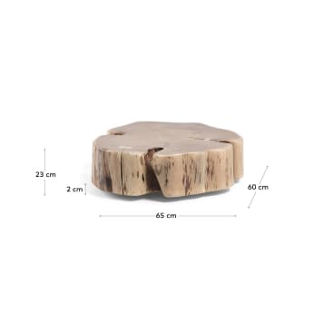Table basse Essi à roulettes en acacia massif Ø 65 x 60 cm - dimensions