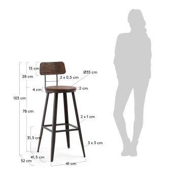 Tabouret de bar Rihana hauteur 78 cm - dimensions