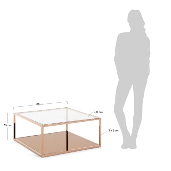 Tavolino da caffè quadrato Greenhill 80 x 80 cm rame - dimensioni
