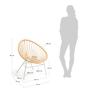 Fotel Samantha z syntetycznego rattanu w kolorze naturalnym - rozmiary