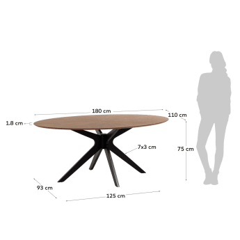 Table Naanim 180 x 110 cm finition noyer - dimensions