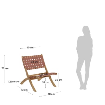 Fotel składany Chabeli lite drewno akacjowe i lina terakota FSC 100% - rozmiary