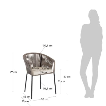 Yanet grauer Stuhl - Größen