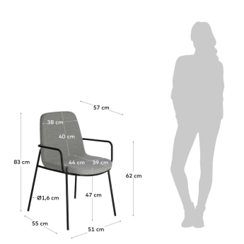 Cadeira Giuilia cinza claro - tamanhos