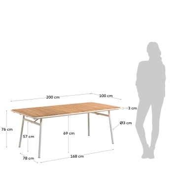 Tavolo Robyn 200 x 100 cm - dimensioni
