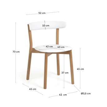 Krzesło sztaplowane Santina białe i drewno bukowe - rozmiary
