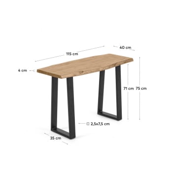Ψηλό τραπέζι Alaia, μασίφ φυσικό ξύλο ακακίας σε φυσικό φινίρισμα, 115x40εκ - μεγέθη