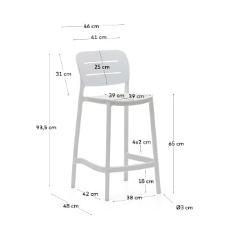 Morella stackable outdoor stool in white, 65 cm in height - sizes