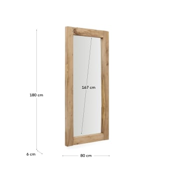 Espelho Maden de madeira com acabamento natural 80 x 180 cm - tamanhos