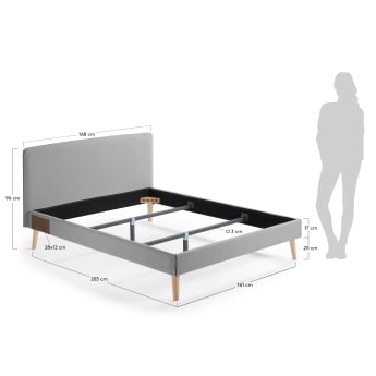 Dyla Bezug in Grau für Bett mit Matratzengröße  von 150 x 190 cm - Größen