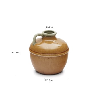 Jarrón Tamariu de cerámica mostaza 19,5 cm - tamaños