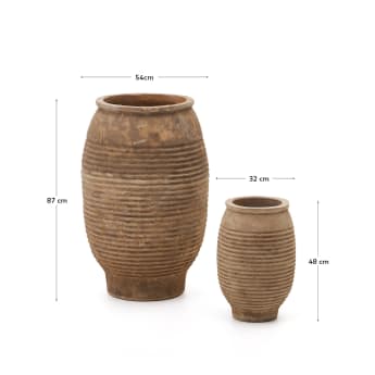 Set Llonga di 2 vasi in terracotta con finitura naturale Ø 54 / 32 cm - dimensioni