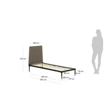 Nelly grey bed with base 90 x 190 cm - sizes