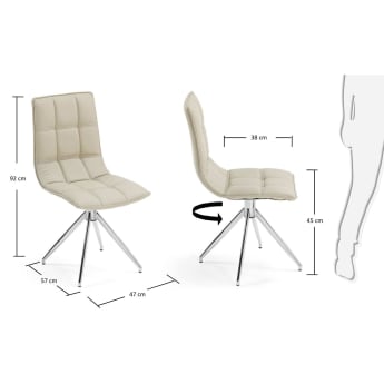 Chaise Draco, beige - dimensions