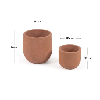 Ensemble Simi de 2 cache-pots en terre cuite Ø 34 cm / Ø 50 cm - dimensions