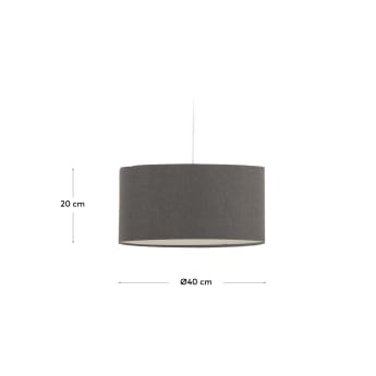 Pantalla para lámpara de techo pequeño Nazli de lino con acabado gris Ø 40 cm - tamaños