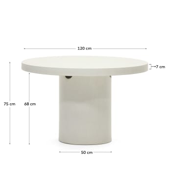 Aiguablava ronde tafel in wit cement, Ø 120 cm - maten