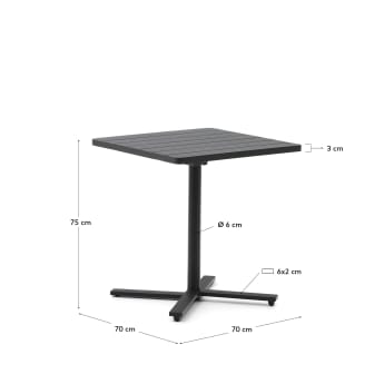 Torreta folding outdoor table made of aluminum with dark grey finish 70 x 70 cm - sizes