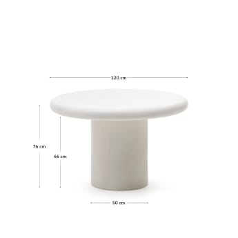Ronde tafel Addaia van wit cement Ø120 cm - maten
