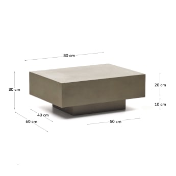 Mesa de centro Rustella de cimento 80 x 60 cm - tamanhos