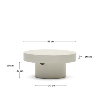Mesa de centro redonda Aiguablava de cimento branco Ø 66 cm - tamanhos