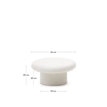Tavolino da salotto rotondo Addaia in cemento bianco Ø66 cm - dimensioni