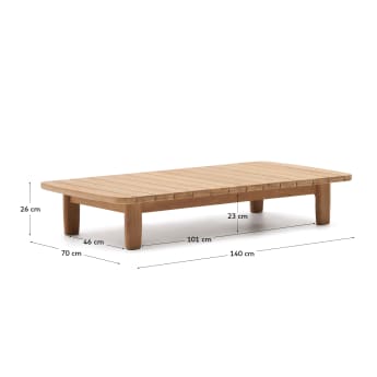 Table basse Tirant en bois de teck FSC 100 % 140 x 70 cm - dimensions