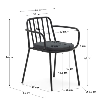 Bramant stackable steel chair with black finish - sizes