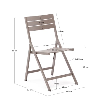Πτυσσόμενη καρέκλα εξωτερικού χώρου Torreta από καφέ ματ αλουμίνιο - μεγέθη