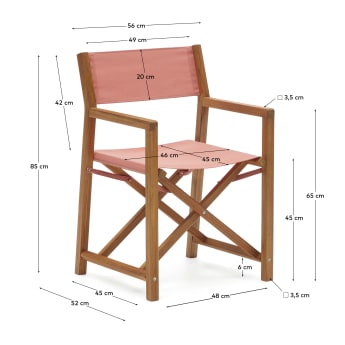 Chaise pliante pour le jardin Thianna terracotta et en bois d'acacia FSC 100% - dimensions
