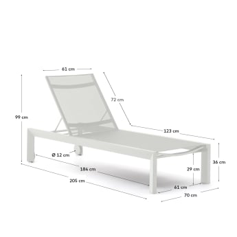 Chaise longue Canutells en aluminium avec finition blanche - dimensions