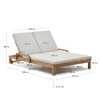 Sonsaura double sun lounger made from solid eucalyptus wood FSC 100% - sizes